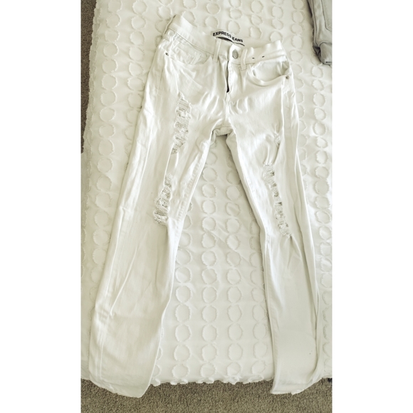 Express white distressed mid rise legging size 00 - Picture 1 of 4